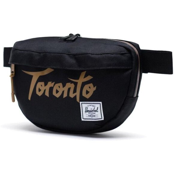 Herschel Supply Co Toronto Raptors Nineteen Hipsack Waistbag NBA Black Gold NEW - Picture 2 of 4